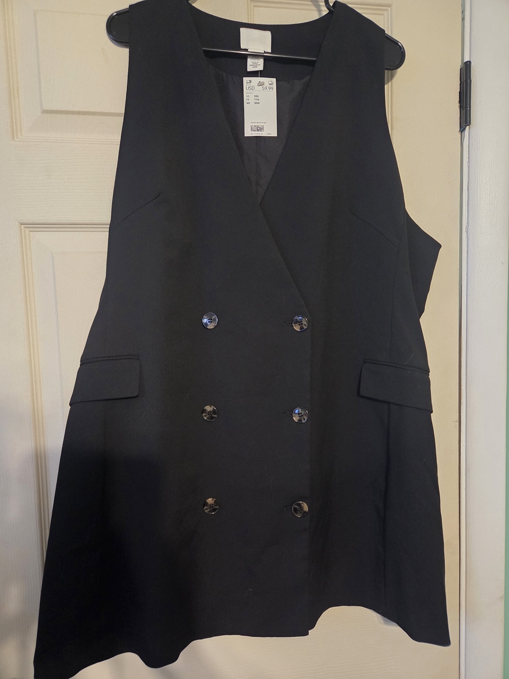Sleeveless Double-Breasted Black Dress Vest
